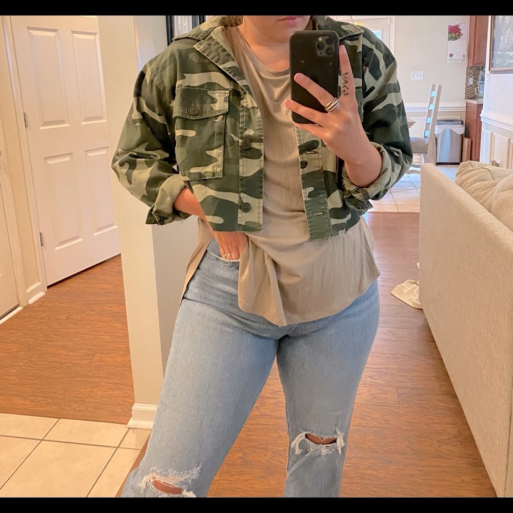 Shop tallulah camo jacket and split hem top